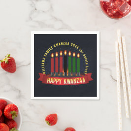 Naam toevoegen Jaar Kwanzaa Candles Cocktail Servet