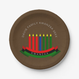 Naam toevoegen Jaar Kwanzaa Kandles 7" Papieren Bordje