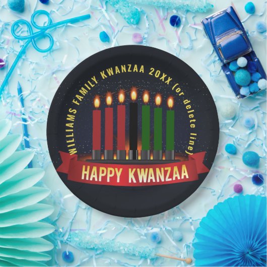 Naam toevoegen Jaar Kwanzaa Kandles 9" Papieren Bordje (Feest)