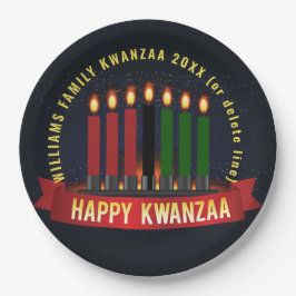 Naam toevoegen Jaar Kwanzaa Kandles 9" Papieren Bordje