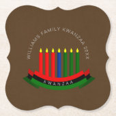 Naam toevoegen Jaar Kwanzaa Kandles Kartonnen Onderzetters (Voorkant)