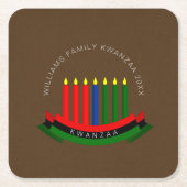 Naam toevoegen Jaar Kwanzaa Kandles Kartonnen Onderzetters (Voorkant)
