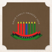 Naam toevoegen Jaar Kwanzaa Kandles Kartonnen Onderzetters (Voorkant)