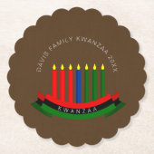 Naam toevoegen Jaar Kwanzaa Kandles Kartonnen Onderzetters (Voorkant)