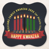 Naam toevoegen Jaar Kwanzaa Kandles Kartonnen Onderzetters (Voorkant)