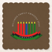 Naam toevoegen Jaar Kwanzaa Kandles Kartonnen Onderzetters (Voorkant)