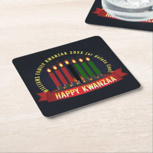 Naam toevoegen Jaar Kwanzaa Kandles Kartonnen Onderzetters