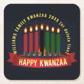 Naam toevoegen Jaar Kwanzaa Kandles Kartonnen Onderzetters (Voorkant)