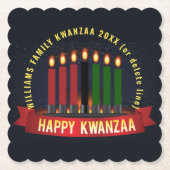 Naam toevoegen Jaar Kwanzaa Kandles Kartonnen Onderzetters (Voorkant)