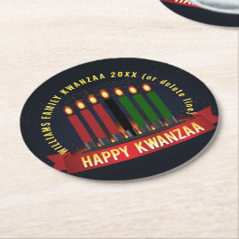 Naam toevoegen Jaar Kwanzaa Kandles Ronde Kartonnen Onderzetter