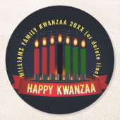 Naam toevoegen Jaar Kwanzaa Kandles Ronde Kartonnen Onderzetter (Voorkant)