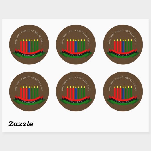 Naam toevoegen Jaar Kwanzaa Kandles Ronde Sticker (Vel)