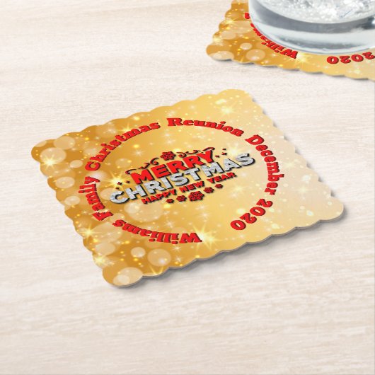 Naam toevoegen Jaar overeenkomend met vrolijk kers Kartonnen Onderzetters (Gebogen)