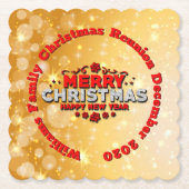 Naam toevoegen Jaar overeenkomend met vrolijk kers Kartonnen Onderzetters (Voorkant)