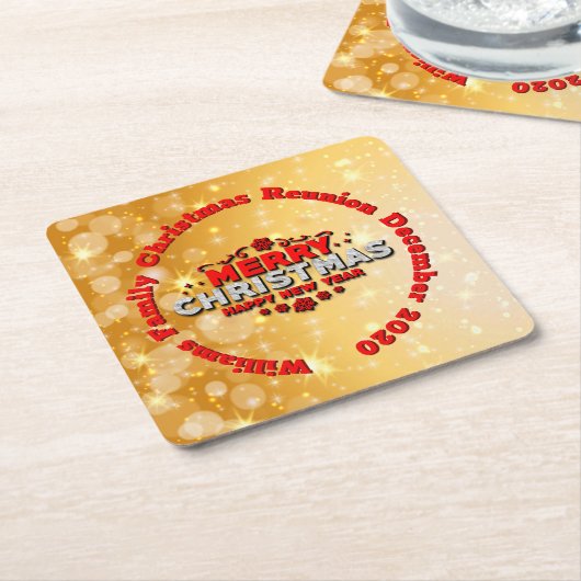 Naam toevoegen Jaar overeenkomend met vrolijk kers Kartonnen Onderzetters (Schuin)