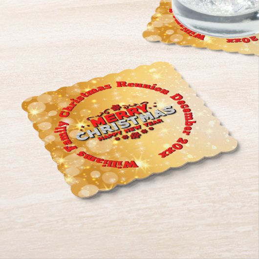 Naam toevoegen Jaar overeenkomend met vrolijk kers Kartonnen Onderzetters (Gebogen)