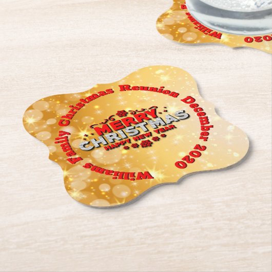 Naam toevoegen Jaar overeenkomend met vrolijk kers Kartonnen Onderzetters (Gekanteld)