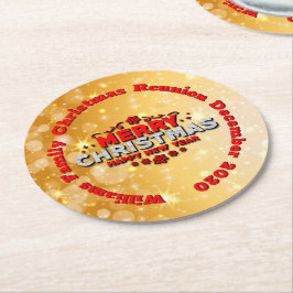 Naam toevoegen Jaar overeenkomend met vrolijk kers Ronde Kartonnen Onderzetter