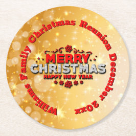 Naam toevoegen Jaar overeenkomend met vrolijk kers Ronde Kartonnen Onderzetter