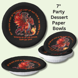 Naam toevoegen Jaar, Tekst - Fire Dragon Nieuwjaar Papieren Kommen