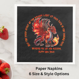 Naam toevoegen Jaar, Tekst - Fire Dragon Nieuwjaar Servet