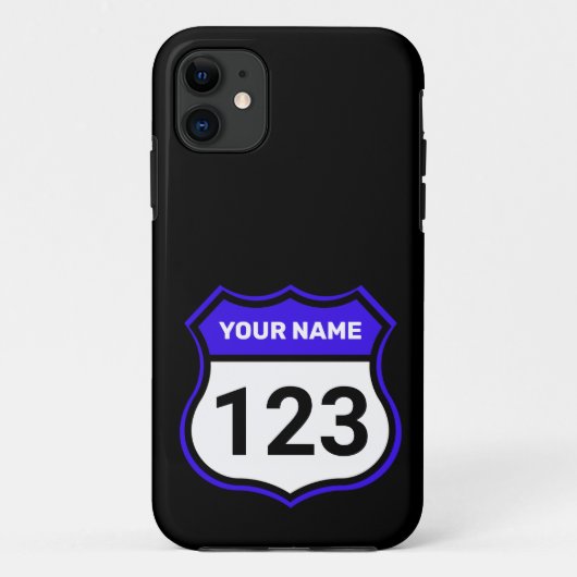 Naam toevoegen Je nummer Racefoestel Blauw Case-Mate iPhone Case (Achterkant)