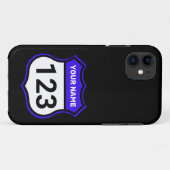 Naam toevoegen Je nummer Racefoestel Blauw Case-Mate iPhone Case (Achterkant (horizontaal))