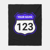 Naam toevoegen Je nummer Racefoestel Blauw Fleece Deken (Voorkant)