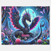 Naam toevoegen, Jeweled Pink Aqua Blue Fantasy Dra Fleece Deken (Voorkant (Horizontaal))