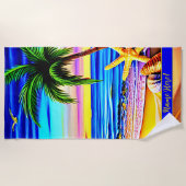 Naam toevoegen: Kleurrijke knoeiboardpalm en staar Strandlaken (Voorkant)