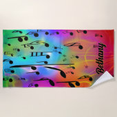 Naam toevoegen, kleurrijke muzieknotities strandlaken (Voorkant)