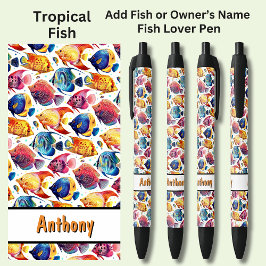 Naam toevoegen, kleurrijke tropische vis zwarte inkt pen