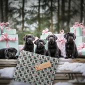 Naam toevoegen Labrador Puppy Mint Modern Christma Cadeaupapier