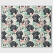 Naam toevoegen Labrador Puppy Mint Modern Christma Cadeaupapier (Vlak)