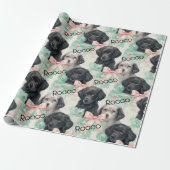 Naam toevoegen Labrador Puppy Mint Modern Christma Cadeaupapier (Uitgerold)