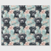 Naam toevoegen Labrador Puppy Modern Christmas Cadeaupapier (Vlak)