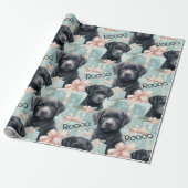 Naam toevoegen Labrador Puppy Modern Christmas Cadeaupapier (Uitgerold)