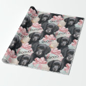 Naam toevoegen Labrador Puppy Pink Bows Christmas Cadeaupapier (Uitgerold)