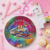 Naam toevoegen Leeftijd, Steam Train Verjaardagsfe Papieren Bordje (Feest)