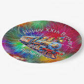 Naam toevoegen Leeftijd, Steam Train Verjaardagsfe Papieren Bordje (Gekanteld)