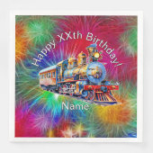 Naam toevoegen Leeftijd, Steam Train Verjaardagsfe Servet (Voorkant)