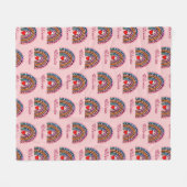 Naam toevoegen: Leopard Boho Rainbow Pink Hearts Fleece Deken (Voorkant (Horizontaal))