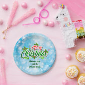 Naam toevoegen Matching Merry KerstBlue 7" Papieren Bordje (Feest)
