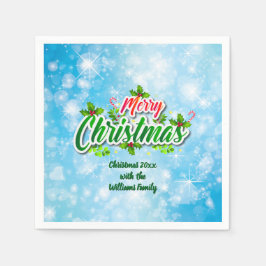 Naam toevoegen Matching Merry KerstBlue Cocktail N Servet