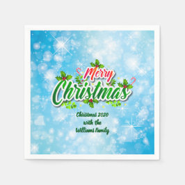 Naam toevoegen Matching Merry KerstBlue Cocktail Servet