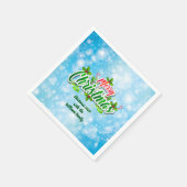 Naam toevoegen Matching Merry KerstBlue Cocktail Servet (Hoek)