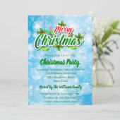 Naam toevoegen Matching Merry KerstBlue Party Kaart (Staand voorkant)