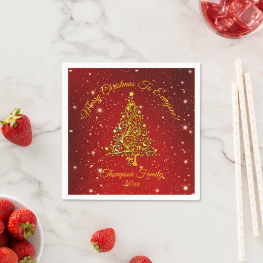 Naam toevoegen Matching Set Kerstmis Red Gold Tree Servet (Insitu)