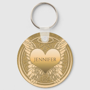 Naam toevoegen   Memorial   Gold Angel Wings Sleutelhanger