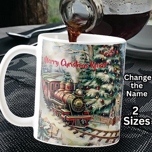 Naam toevoegen, Merry Christmas Steam Train Engine Koffiemok